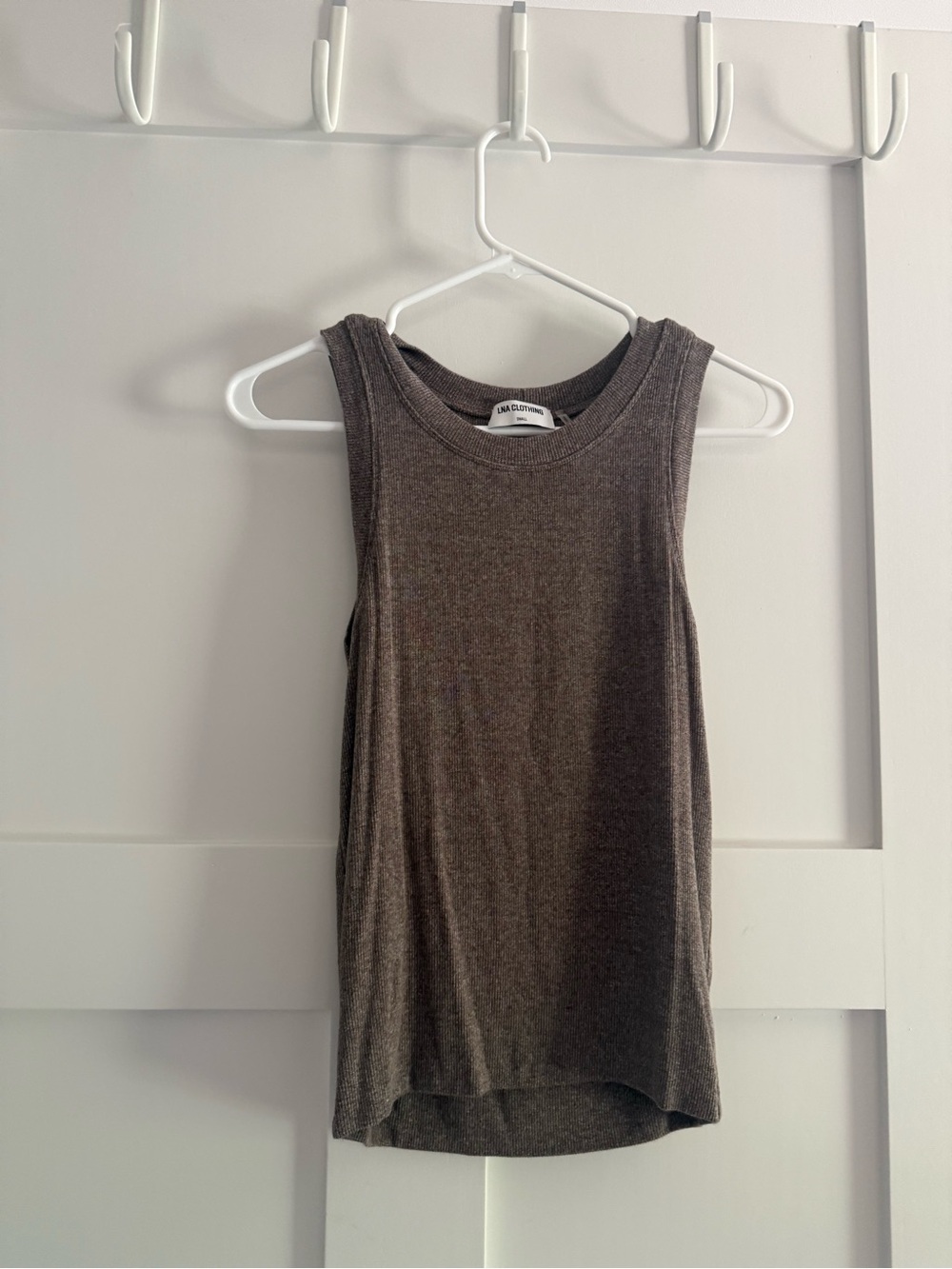 LNA Charcoal Brown Ribbed Tank Top